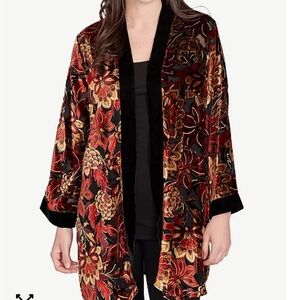 Ruby Rd. Small Petite Black Sheer Jacket Kimono with Embroidered Label NWT